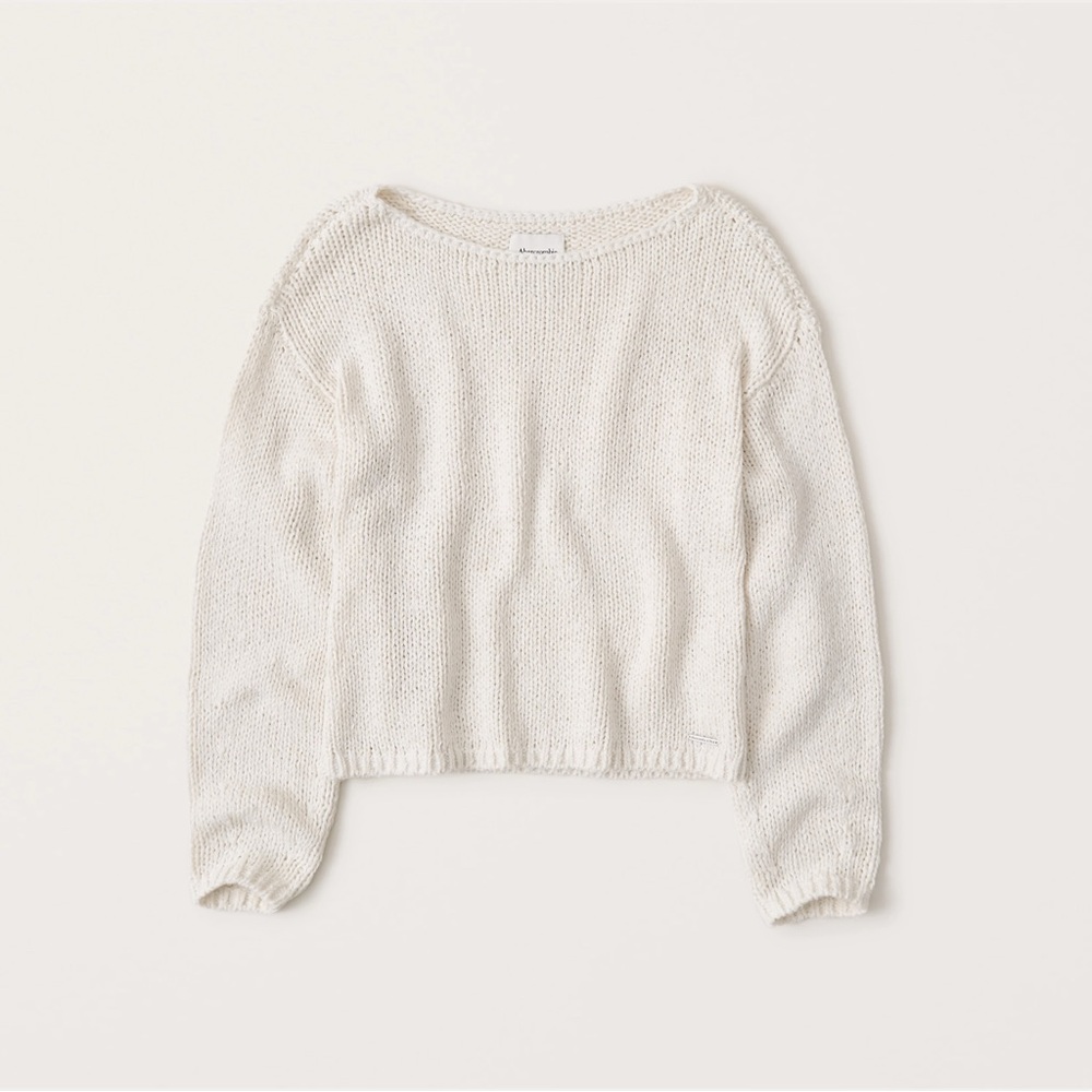 Abercrombie cotton-blend Boatneck sweater off-white